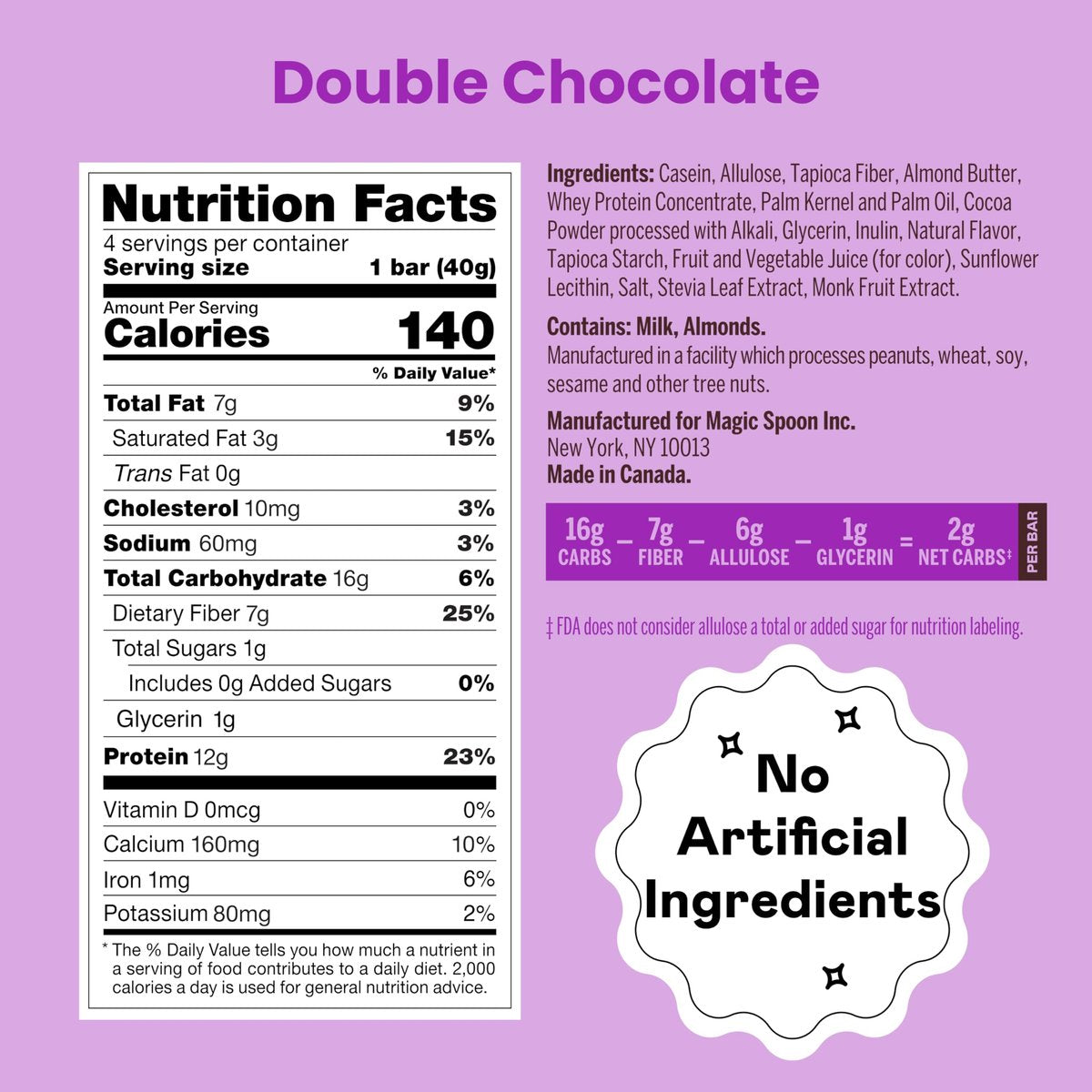 Magic Spoon Treats – 8 Proteinriegel, Double Chocolate – High Protein, Glutenfrei, Zuckerfrei, Low Carb & Keto-freundlich – Gesunder Snack für Erwachsene