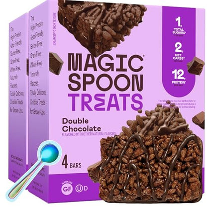 Magic Spoon Treats – 8 Proteinriegel, Double Chocolate – High Protein, Glutenfrei, Zuckerfrei, Low Carb & Keto-freundlich – Gesunder Snack für Erwachsene