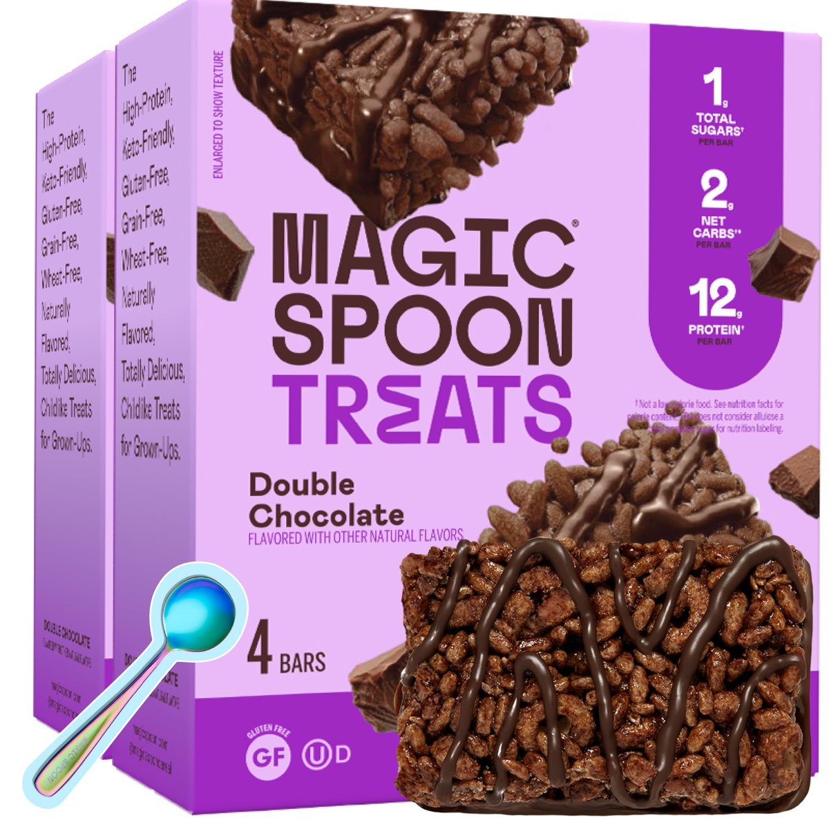 Magic Spoon Treats – 8 Proteinriegel, Double Chocolate – High Protein, Glutenfrei, Zuckerfrei, Low Carb & Keto-freundlich – Gesunder Snack für Erwachsene