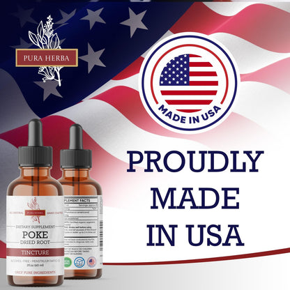 Pura Herba Bio Poke Root Tinktur | Poke Root Extrakt Flüssig | Kräuterergänzung für Immununterstützung & Lymphgesundheit | Vegan | Alkoholfrei | Nicht-GVO | Hergestellt in den USA | 60 ml