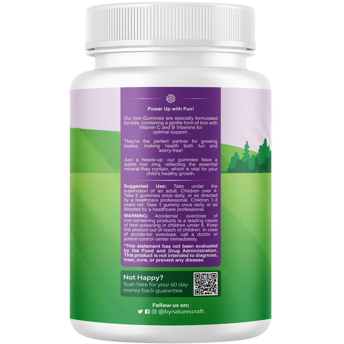 Nature's Craft Eisen Gummibärchen für Kinder – Sanfte Eisenpräparate für starke Immunität & Energie – mit Vitamin B12, Folsäure & Vitamin C – Vegan, zuckerfrei, glutenfrei – 60 Stück