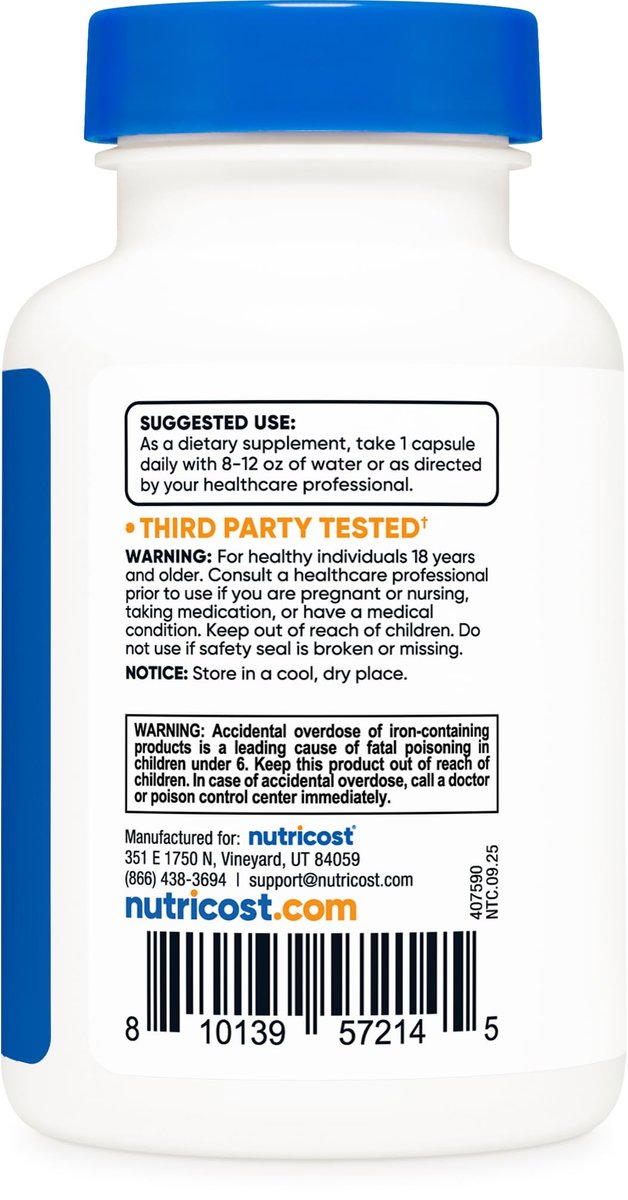 Nutricost Eisen Bisglycinat Supplement (25 mg) 120 Kapseln – Aus Eisenbisglycinat-Chelat – Non-GMO & Glutenfrei