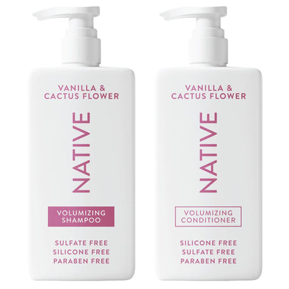 Native Vanille & Kaktusblüte Shampoo und Conditioner Set mit natürlich gewonnenen Inhaltsstoffen – Für alle Haartypen, coloriertes & behandeltes Haar, feines bis trockenes, geschädigtes Haar, sulfat- & farbstofffrei – 2er-Pack