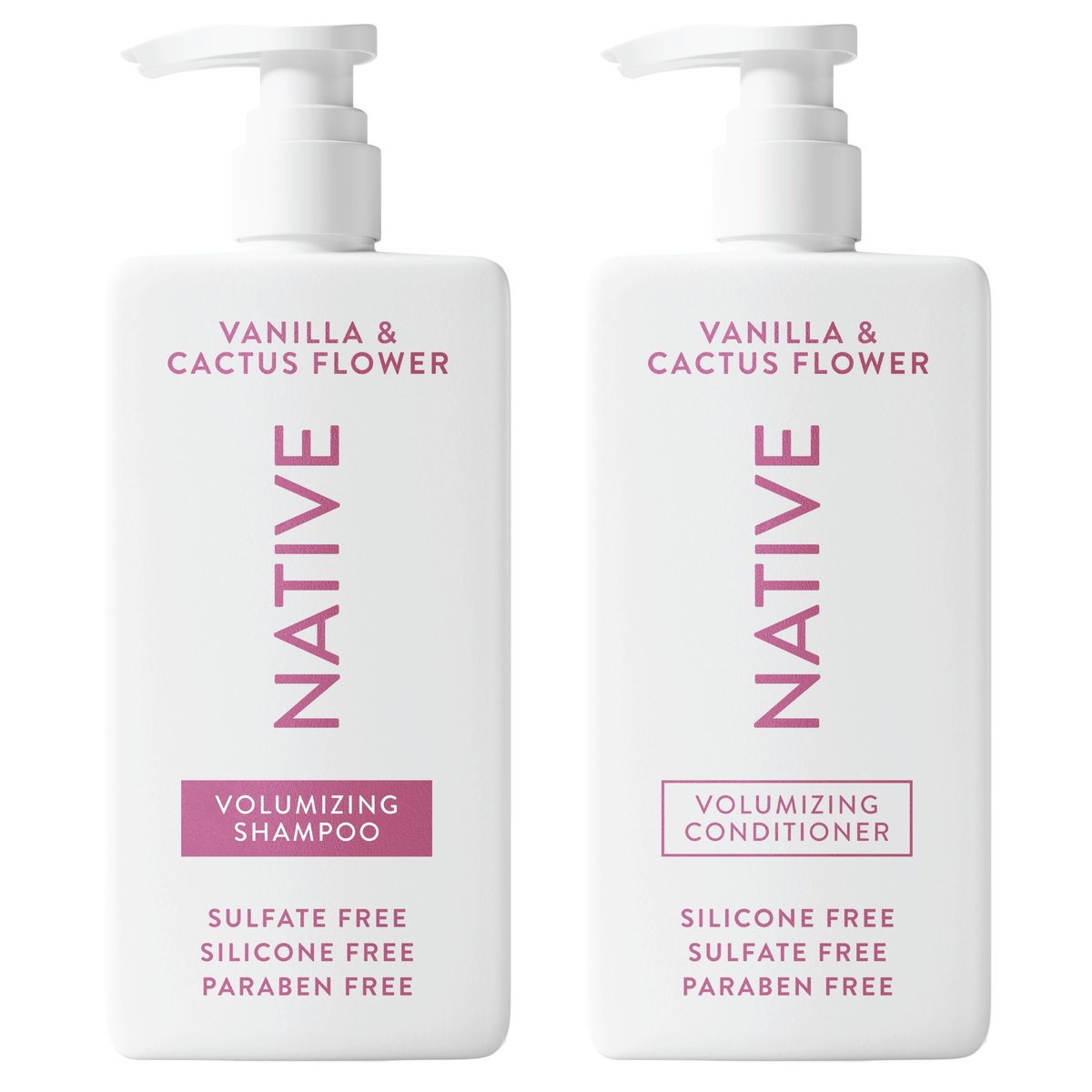 Native Vanille & Kaktusblüte Shampoo und Conditioner Set mit natürlich gewonnenen Inhaltsstoffen – Für alle Haartypen, coloriertes & behandeltes Haar, feines bis trockenes, geschädigtes Haar, sulfat- & farbstofffrei – 2er-Pack