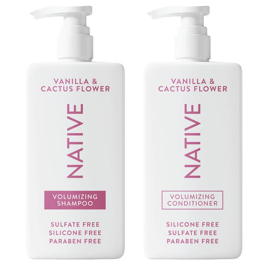 Native Vanille & Kaktusblüte Shampoo und Conditioner Set mit natürlich gewonnenen Inhaltsstoffen – Für alle Haartypen, coloriertes & behandeltes Haar, feines bis trockenes, geschädigtes Haar, sulfat- & farbstofffrei – 2er-Pack