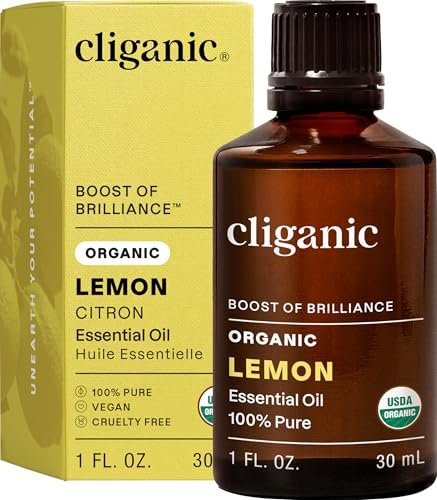 Cliganic USDA Bio Zitronenöl 1oz - 100% Rein & Natürlich | Unverdünnt, für Aromatherapie, Haushaltsreinigung | Non-GMO Verifiziert