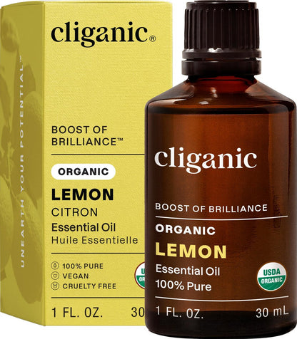Cliganic USDA Bio Zitronenöl 1oz - 100% Rein & Natürlich | Unverdünnt, für Aromatherapie, Haushaltsreinigung | Non-GMO Verifiziert
