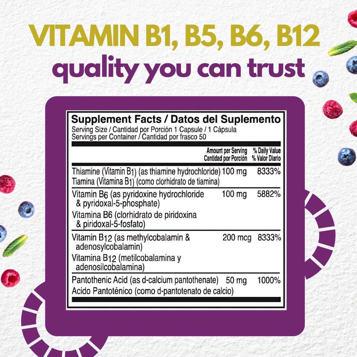 Neurobion Optimierte Classic Formula B12 Methylcobalamin Nahrungsergänzungsmittel 50 Kapseln