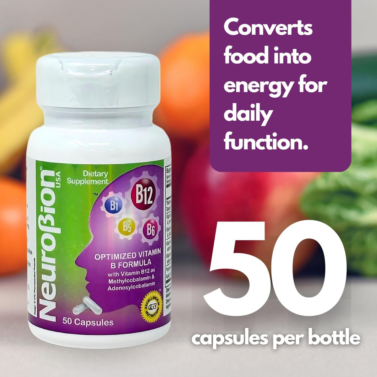 Neurobion Optimierte Classic Formula B12 Methylcobalamin Nahrungsergänzungsmittel 50 Kapseln