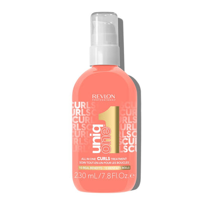 Revlon Professional UniqOne Curls Treatment 10-in-1 Leave-In für lockiges Haar – 96h Frizz-Kontrolle, tiefe Pflege & Reparatur, Lockendefinition, Hitzeschutz, vegan, 230 ml