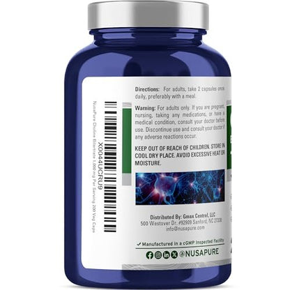 NusaPure Cholinbitartrat - Geeignet für Vegetarier/Veganer, Nicht-GVO - 1000 mg, 200 Kapseln