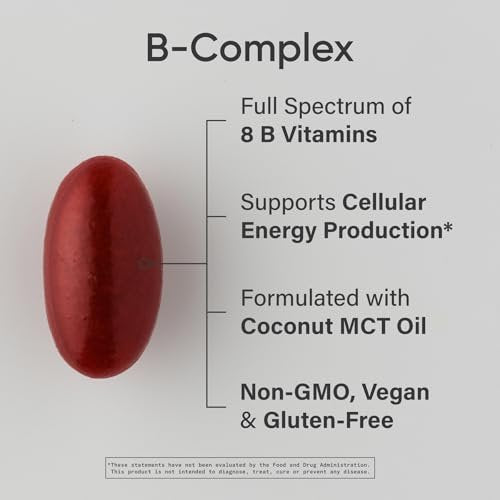 Sports Research® Vitamin B-Komplex – Vollspektrum an B-Vitaminen mit methyliertem B12 & Folat – Glutenfrei · Pflanzenbasiert · Nicht-GVO · Vegan-freundliche Formel – 120 vegane Softgels