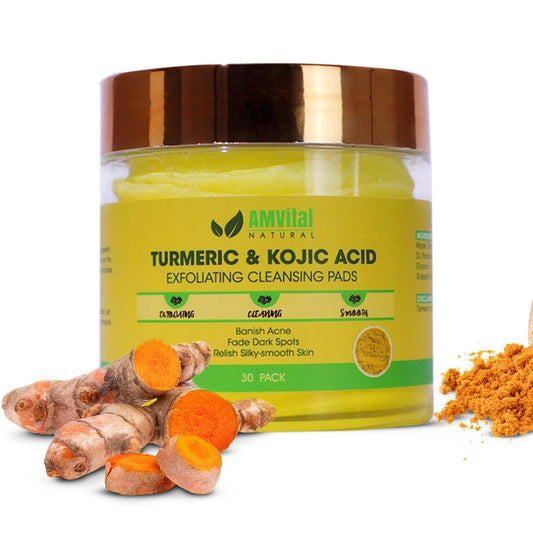 AMVital Turmeric Kojic Acid Reinigungstücher - Gesichtspads - Nährende Einweg-Turmeric & Kojic Acid Pads