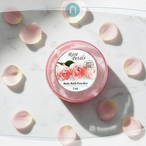 R-NEU 2er-Pack Körperpuder für Frauen mit Puderquaste, 100% talkumfrei, eleganter Rosenblüten-Duft, After-Bath-Puder für weiche Haut, extra groß (10 oz)