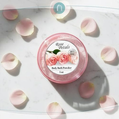 R-NEU 2er-Pack Körperpuder für Frauen mit Puderquaste, 100% talkumfrei, eleganter Rosenblüten-Duft, After-Bath-Puder für weiche Haut, extra groß (10 oz)