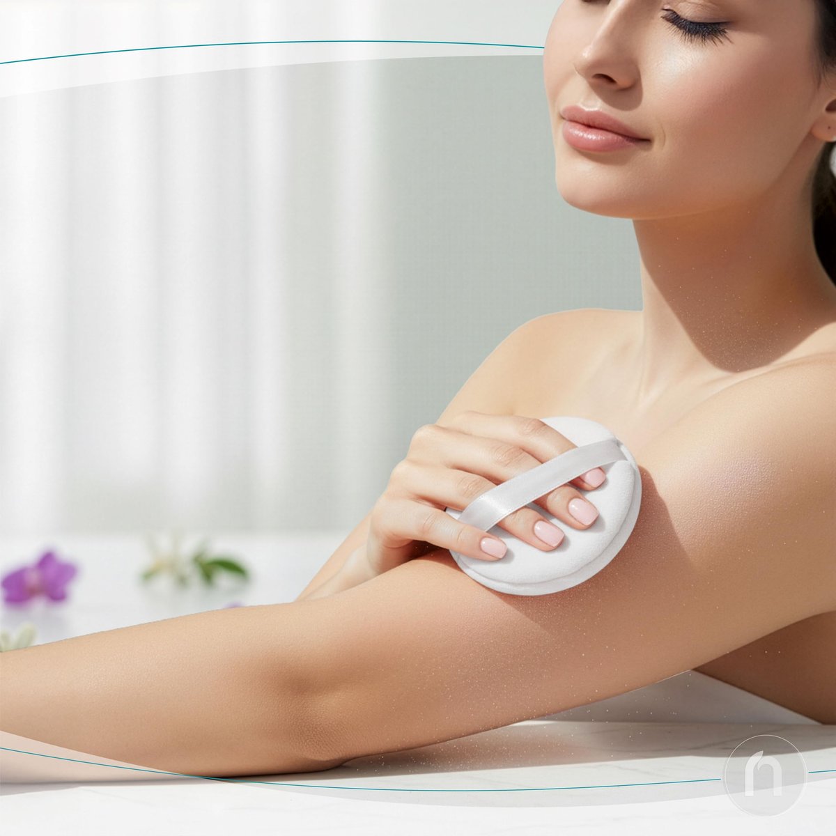 R-NEU 2er-Pack Körperpuder für Frauen mit Puderquaste, 100% talkumfrei, eleganter Rosenblüten-Duft, After-Bath-Puder für weiche Haut, extra groß (10 oz)