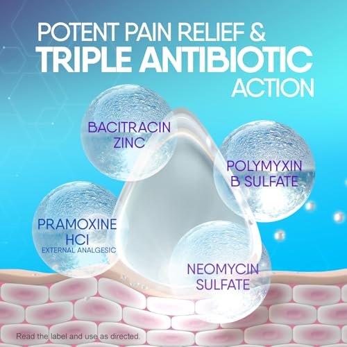 Cicatricure Dreifach-Antibiotikum-Salbe mit Schmerzlinderung, Bacitracin Antibiotikum-Salbe & Creme zur Wundversorgung, Heilungssalbe für Schnitte, Verbrennungen, Insektenstiche, Erste-Hilfe-Ausstattung, 28 g