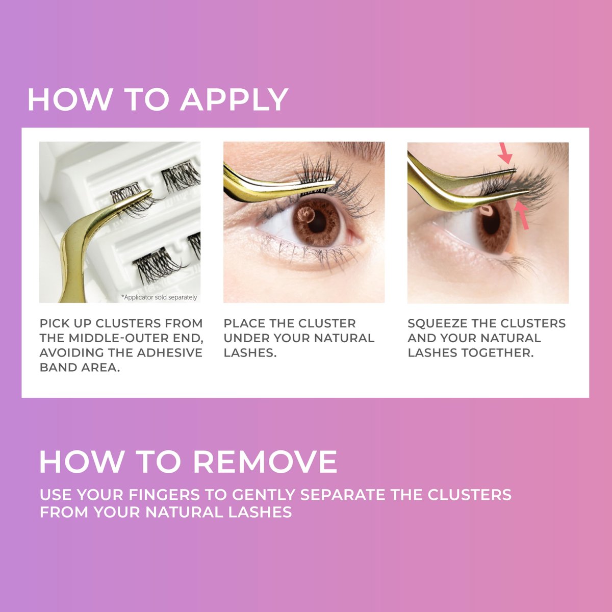 Kiss Impress Press-On Falsies No-Glue False Eyelash Clusters Präzisionsapplikator, 1 Stück, antihaftbeschichtet, ergonomisch, einfach zu verwenden