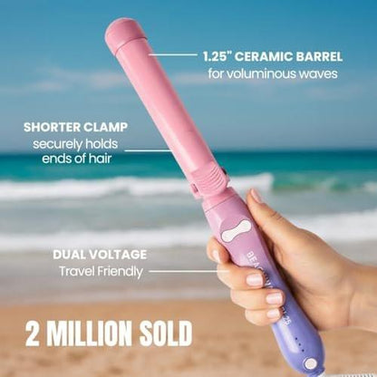The Beachwaver Co. B1.25 Rotierender Lockenstab – Pink Sunset | Automatischer 1 1/4-Zoll Keramik-Lockenstab – Größerer Barrel für mittellanges bis langes Haar | Automatische Abschaltung, Reisefreundlich, Doppelspannung