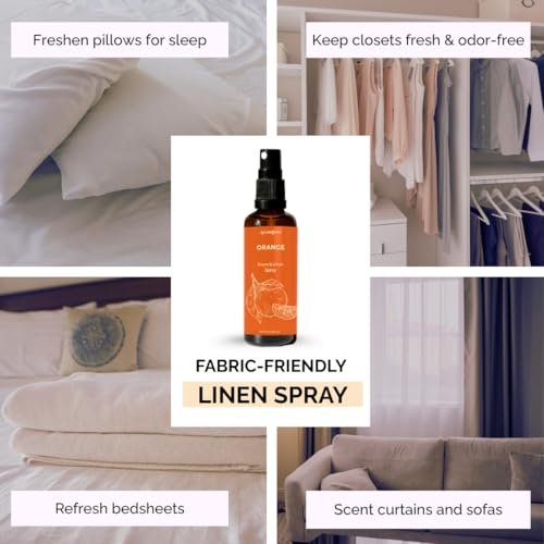 Orange Room, Leinen- und Kissen-Spray von Aromafume | 100ml/3,38 fl oz | Mit reinem Orangenöl | Aromatherapie-Spray für Bettwäsche und Stoffe