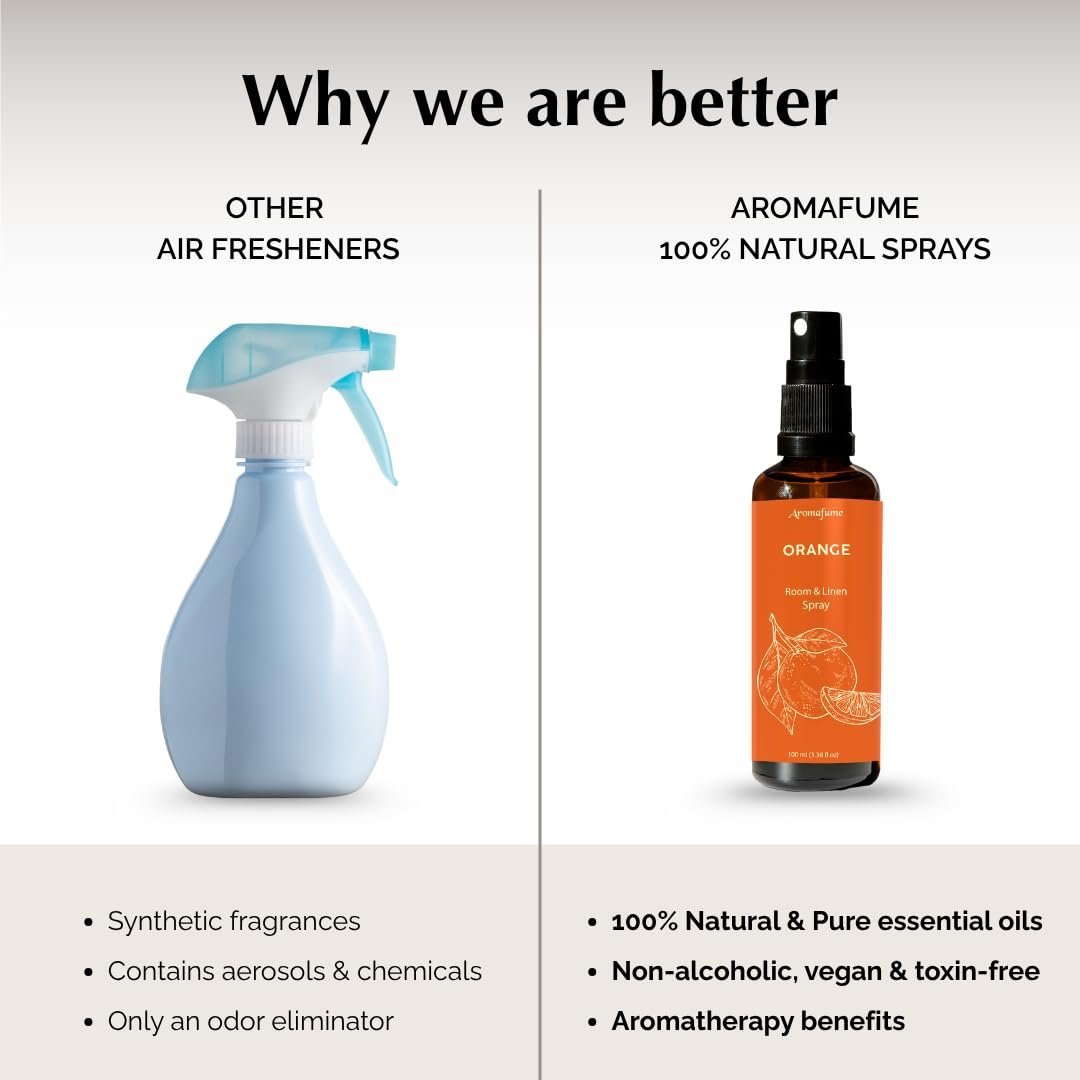 Orange Room, Leinen- und Kissen-Spray von Aromafume | 100ml/3,38 fl oz | Mit reinem Orangenöl | Aromatherapie-Spray für Bettwäsche und Stoffe