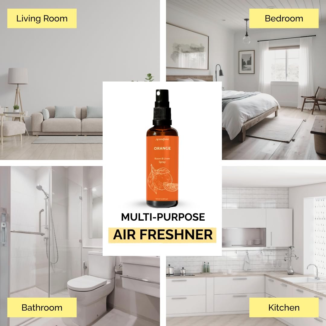 Orange Room, Leinen- und Kissen-Spray von Aromafume | 100ml/3,38 fl oz | Mit reinem Orangenöl | Aromatherapie-Spray für Bettwäsche und Stoffe