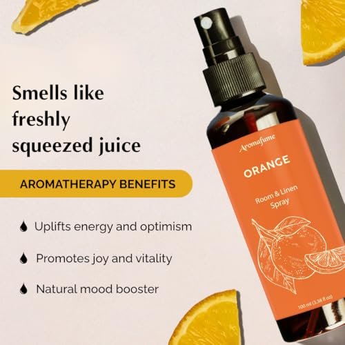 Orange Room, Leinen- und Kissen-Spray von Aromafume | 100ml/3,38 fl oz | Mit reinem Orangenöl | Aromatherapie-Spray für Bettwäsche und Stoffe