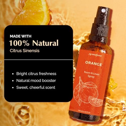 Orange Room, Leinen- und Kissen-Spray von Aromafume | 100ml/3,38 fl oz | Mit reinem Orangenöl | Aromatherapie-Spray für Bettwäsche und Stoffe