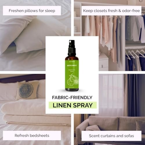 Bergamot Raum-, Wäsche- und Kissen-Spray von Aromafume | 100 ml | mit reinem Bergamotte-Öl | Aromatherapie-Spray für Entspannung, Schlaf & Stressabbau | Nebel für Bettwäsche & Stoffe