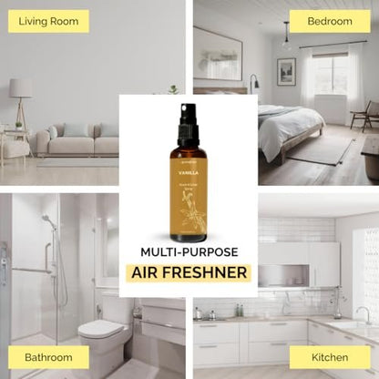 Vanilla Room, Linen & Pillow Spray von Aromafume | 100 ml/3,38 fl oz | mit reinem Vanille-ätherischem Öl | Aromatherapie-Spray | Nebel für Bettwäsche, Stoffe