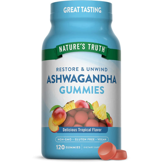 Nature's Truth Ashwagandha Gummis | 120 Stück | Tropischer Geschmack | Vegan, Non-GMO & Glutenfrei