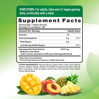 Nature's Truth Ashwagandha Gummis | 120 Stück | Tropischer Geschmack | Vegan, Non-GMO & Glutenfrei