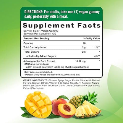 Nature's Truth Ashwagandha Gummis | 120 Stück | Tropischer Geschmack | Vegan, Non-GMO & Glutenfrei