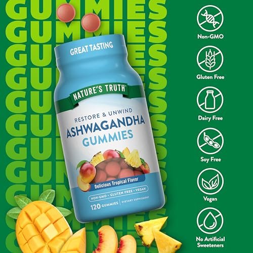 Nature's Truth Ashwagandha Gummis | 120 Stück | Tropischer Geschmack | Vegan, Non-GMO & Glutenfrei