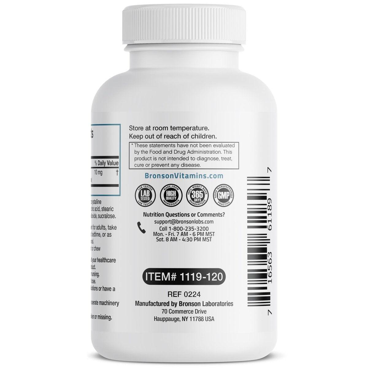 Bronson Melatonin 10mg Schnell lösliche Kirschgeschmack Tabletten Vegetarische Kaulutschtabletten, 120 Stück