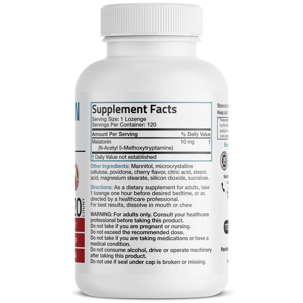Bronson Melatonin 10mg Schnell lösliche Kirschgeschmack Tabletten Vegetarische Kaulutschtabletten, 120 Stück