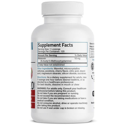 Bronson Melatonin 10mg Schnell lösliche Kirschgeschmack Tabletten Vegetarische Kaulutschtabletten, 120 Stück