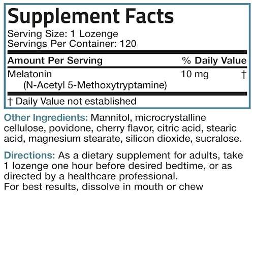 Bronson Melatonin 10mg Schnell lösliche Kirschgeschmack Tabletten Vegetarische Kaulutschtabletten, 120 Stück