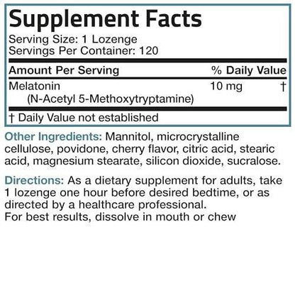 Bronson Melatonin 10mg Schnell lösliche Kirschgeschmack Tabletten Vegetarische Kaulutschtabletten, 120 Stück