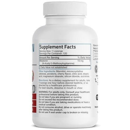 Bronson Melatonin 10mg Schnell lösliche Kirschgeschmack Tabletten Vegetarische Kaulutschtabletten, 120 Stück