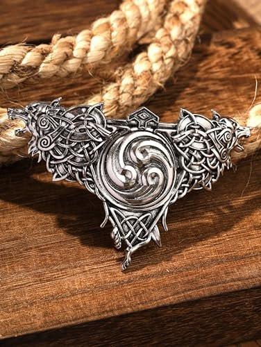 HAQUIL Doppelter Wolf-Haarklammer Vintage Wikinger Keltisch Barrette Haaraccessoire für Frauen