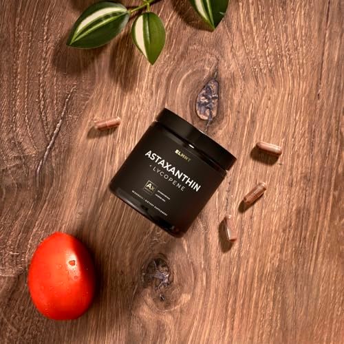 Astaxanthin 24mg + Lycopin 50mg – Klinisch starke Carotinoide für Hautgesundheit & Pigmentierung – 100% natürliches Astaxanthin aus Mikroalgen – 50 Kapseln