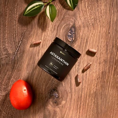 Astaxanthin 24mg + Lycopin 50mg – Klinisch starke Carotinoide für Hautgesundheit & Pigmentierung – 100% natürliches Astaxanthin aus Mikroalgen – 50 Kapseln