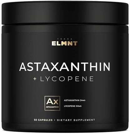Astaxanthin 24mg + Lycopin 50mg – Klinisch starke Carotinoide für Hautgesundheit & Pigmentierung – 100% natürliches Astaxanthin aus Mikroalgen – 50 Kapseln