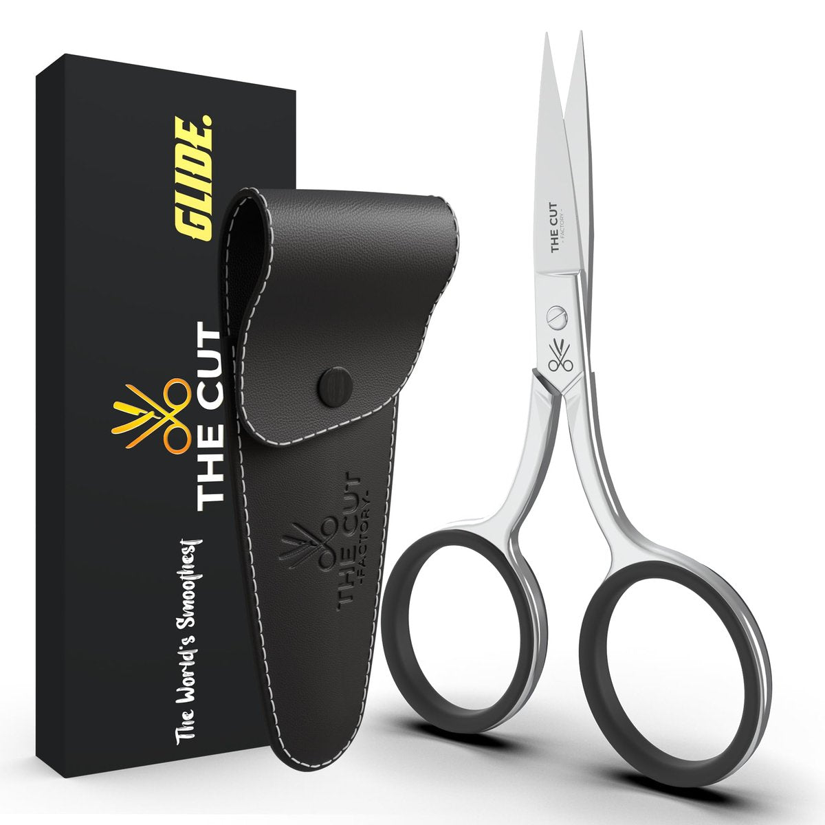 The Cut Factory® Präzisions-Gesichtshaarschere – Edelstahl-Trimmer für Augenbrauen, Schnurrbart & Bart – Ein Werkzeug, alle Kraft – Keine Füllstoffe, nur Luxus