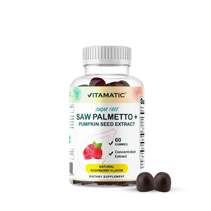 Vitamatic Saw Palmetto & Kürbiskern Gummibärchen – Zuckerfrei, pflanzlich, vegan – 60 Stück