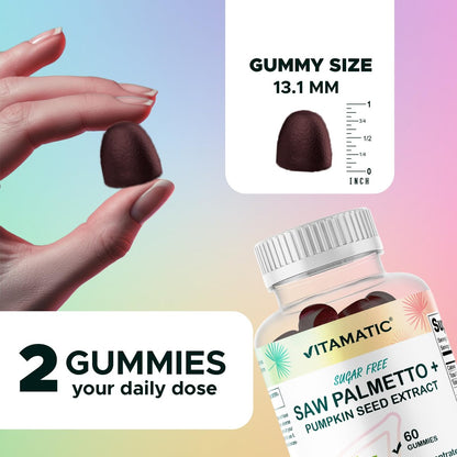 Vitamatic Saw Palmetto & Kürbiskern Gummibärchen – Zuckerfrei, pflanzlich, vegan – 60 Stück