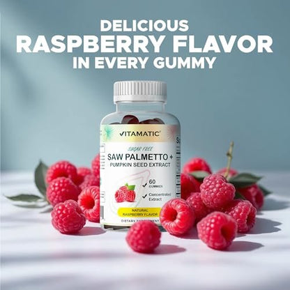 Vitamatic Saw Palmetto & Kürbiskern Gummibärchen – Zuckerfrei, pflanzlich, vegan – 60 Stück