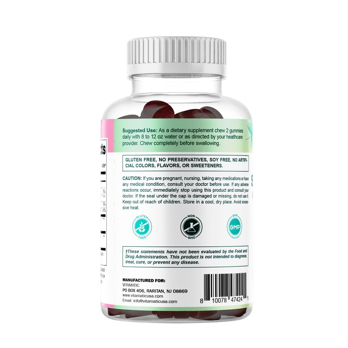 Vitamatic Saw Palmetto & Kürbiskern Gummibärchen – Zuckerfrei, pflanzlich, vegan – 60 Stück