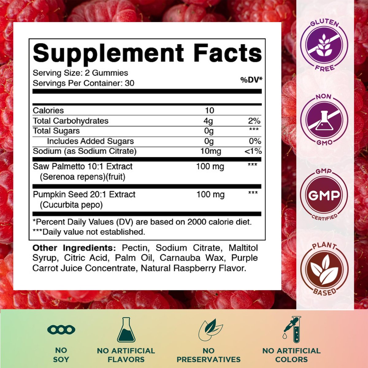 Vitamatic Saw Palmetto & Kürbiskern Gummibärchen – Zuckerfrei, pflanzlich, vegan – 60 Stück